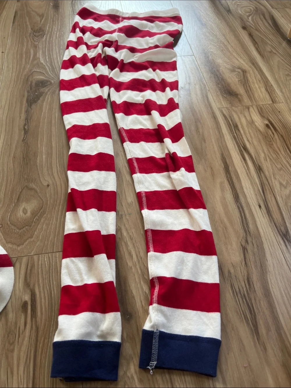 Hanna Andersson Red & White Stripe Reindeer Pajama Set with Navy Trim size 12
